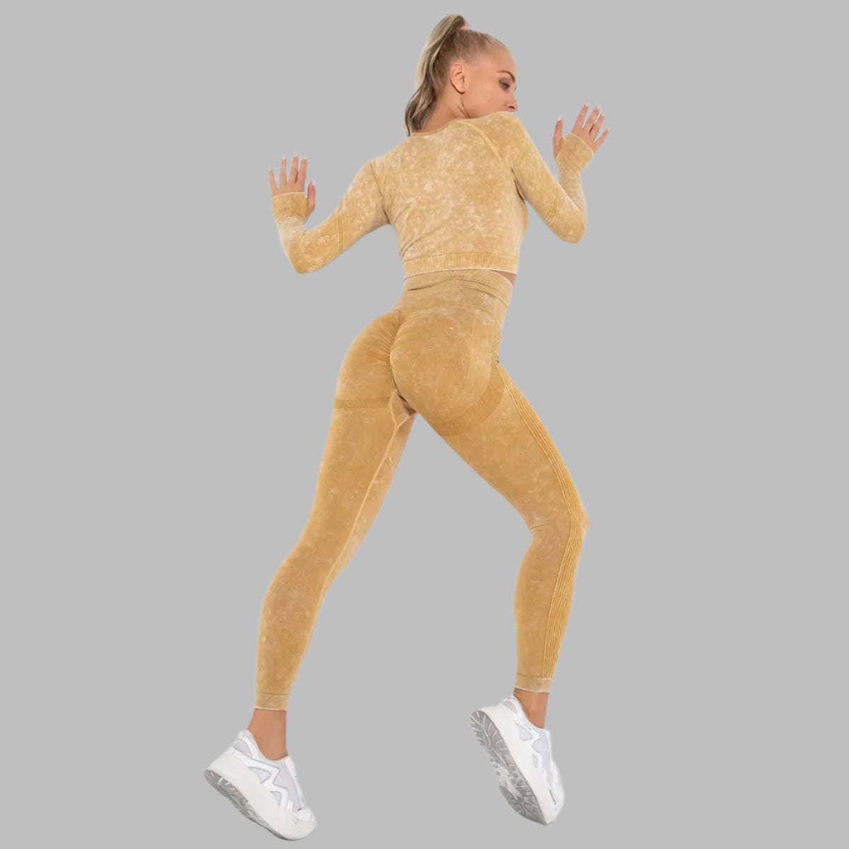 2 Pcs Cropped Top Gym Sets Seamless Women'S Yoga Workout Fitness Clothing Push up Leggings Sports Wear Woman Suits Tracksuit